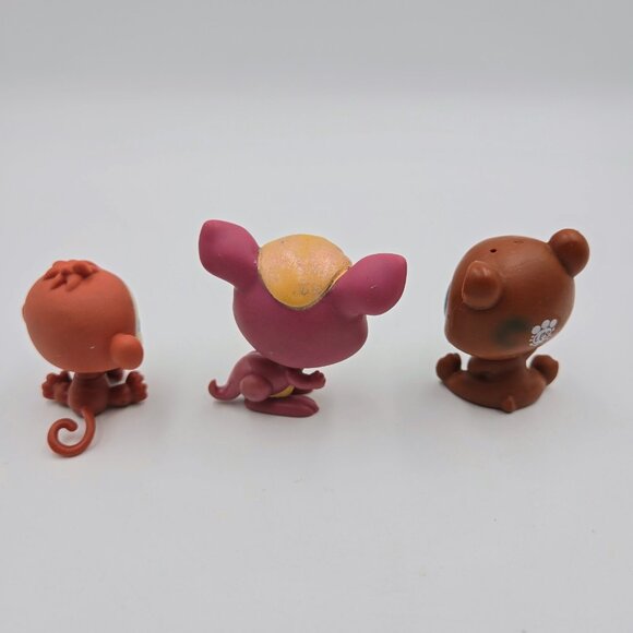 Littlest Pet Shop LPS Lot Monkey #351 Kangaroo #1524 Happy Honeyman Bear #3959 - Picture 4 of 10